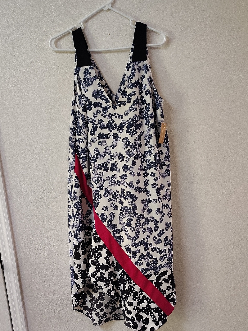 RACHEL‎ Rachel Roy Floral V-Neck Midi Dress Blue White Pink Stripe Size M NWT